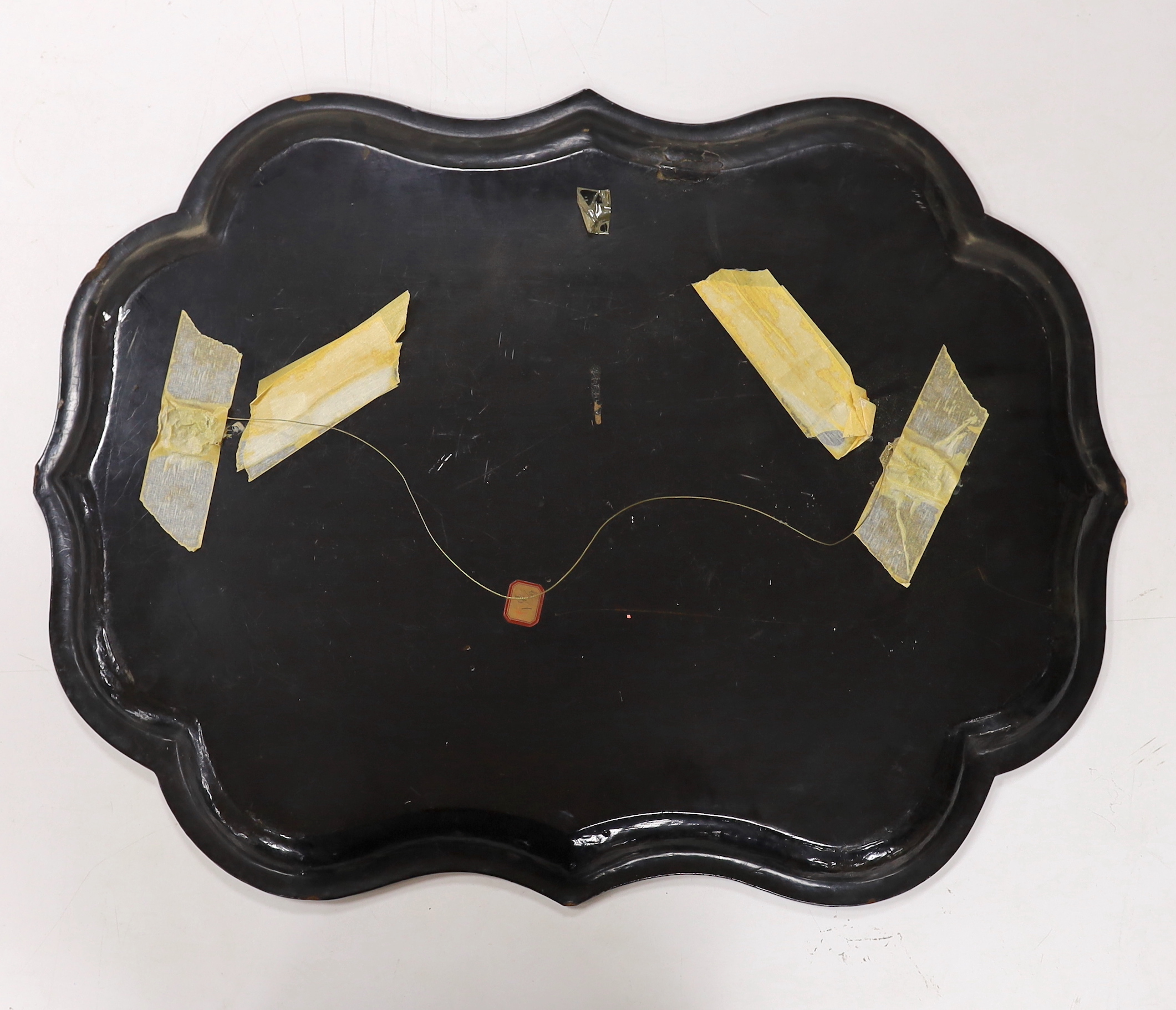 A Victorian papier mache tray, 60x79.5cm